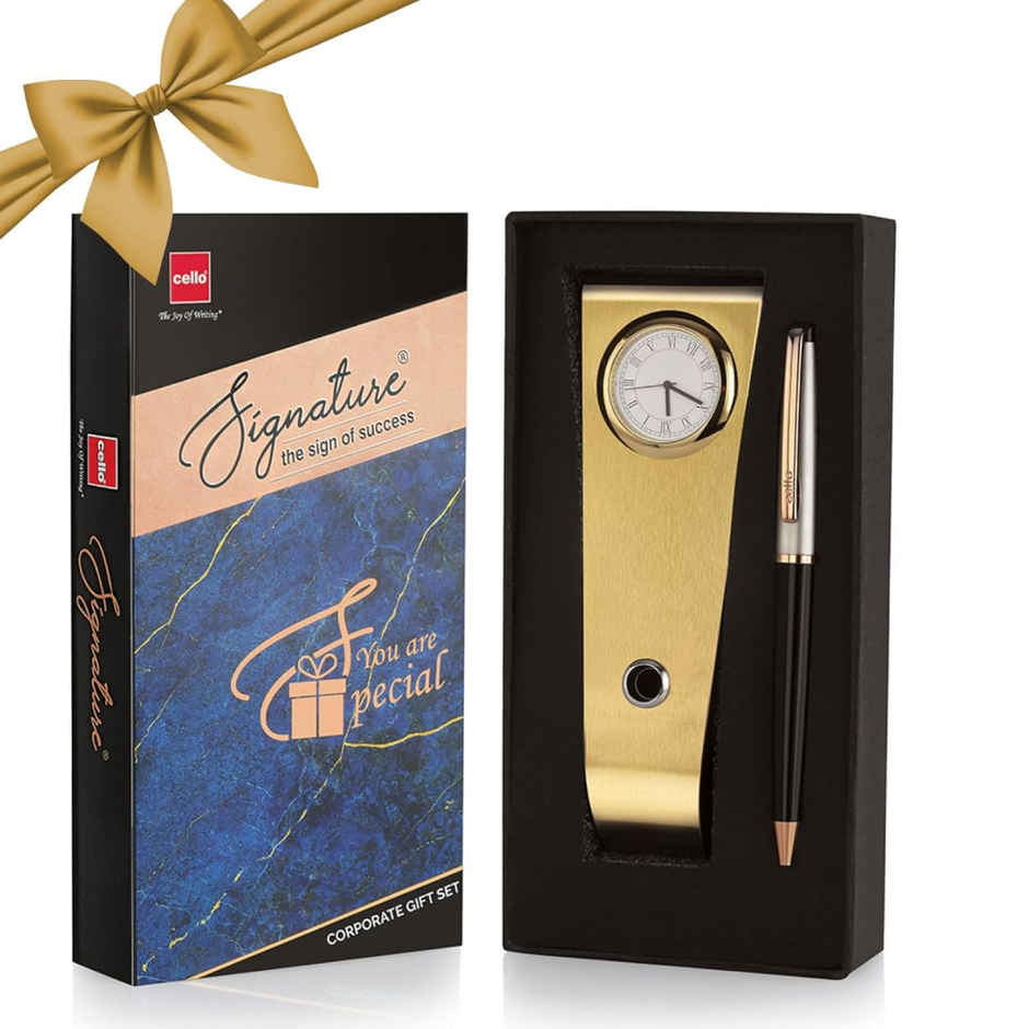 Cello Signature Moonlit Blue Ball Pen With Corporate Clock