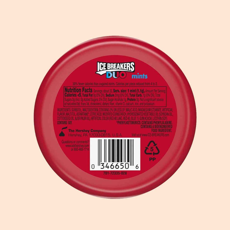 Ice Breakers Duo Strawberry Sugar Free Mint Candies