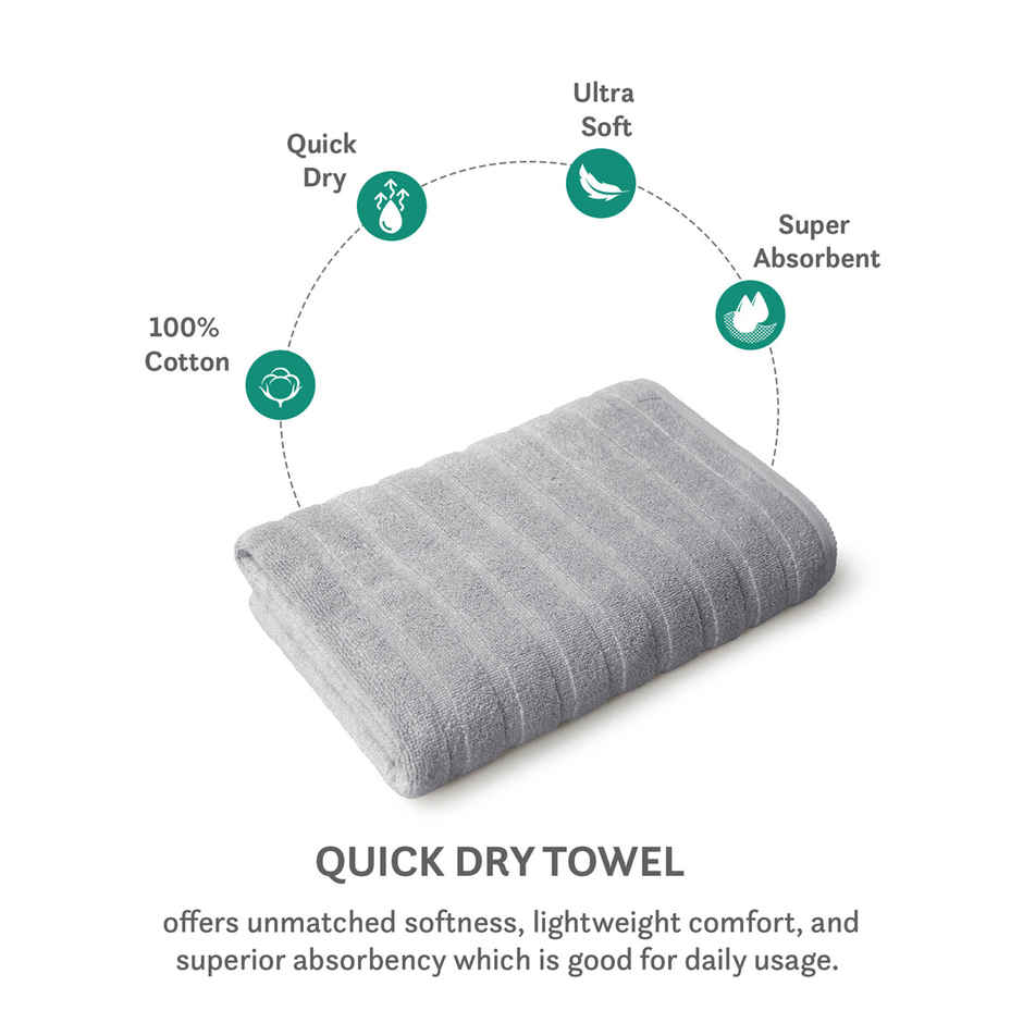 Mytrident Quick Dry Cotton Bath Towel | 28 x 56 in | Charcoal Grey