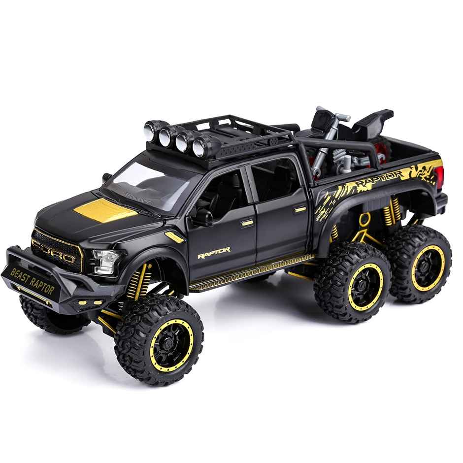 Toyshine 1:28 Die Cast F150 Raptor Pickup Truck with Music, Lights & Pull Back for Kids 3+ (Black)