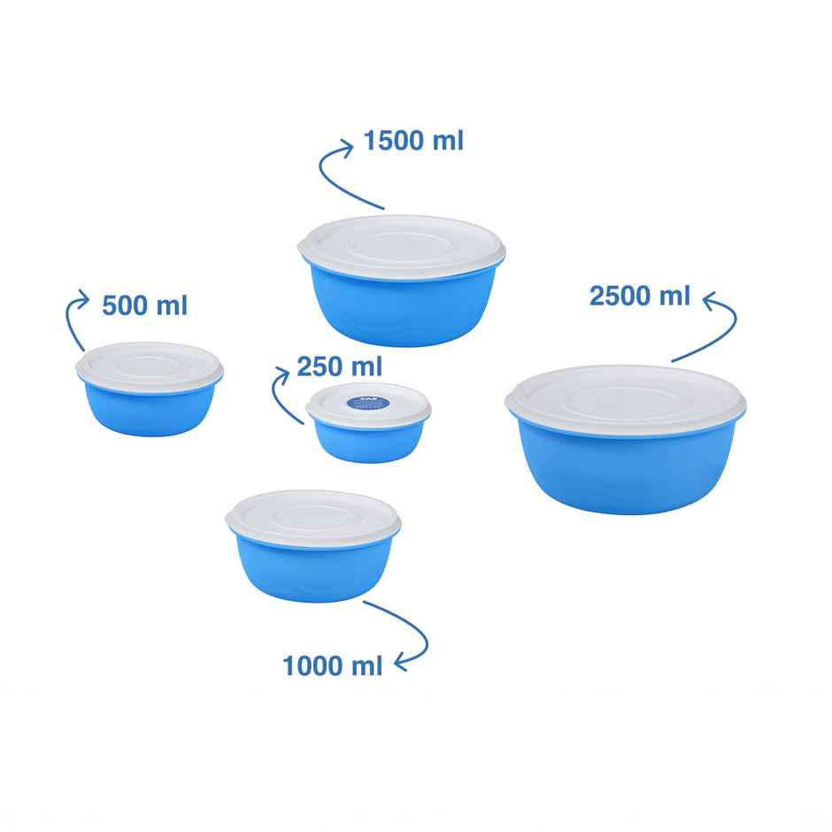 BAY6 Round Container Set With Lid - Blue 5pcs