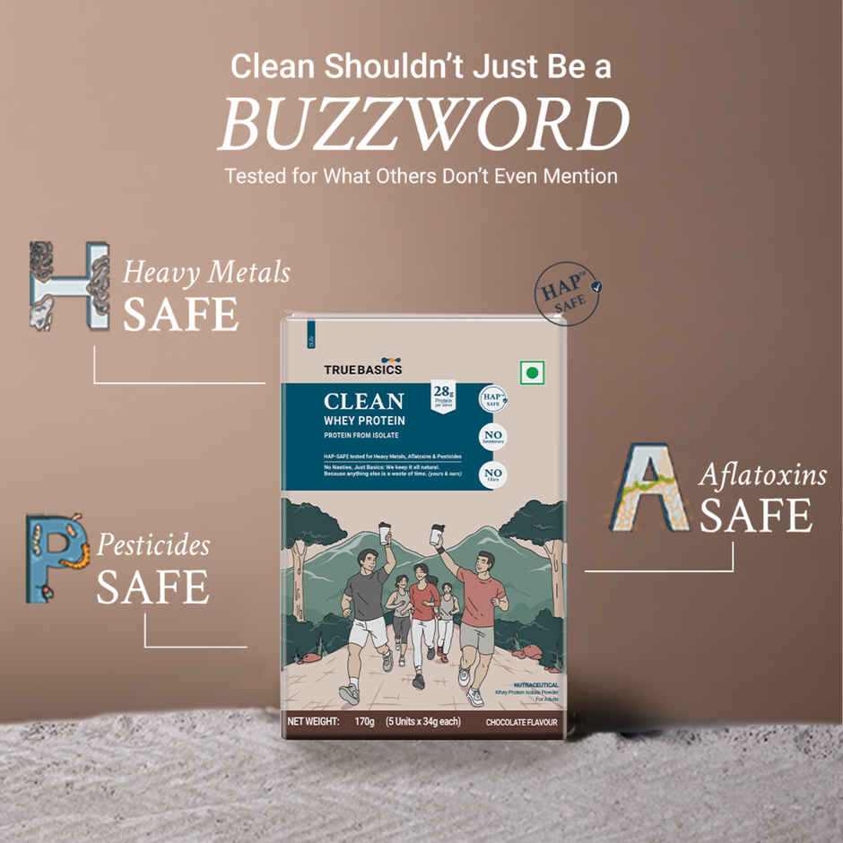 TrueBasics Clean Whey Pure Protein Isolate Powder (Chocolate)