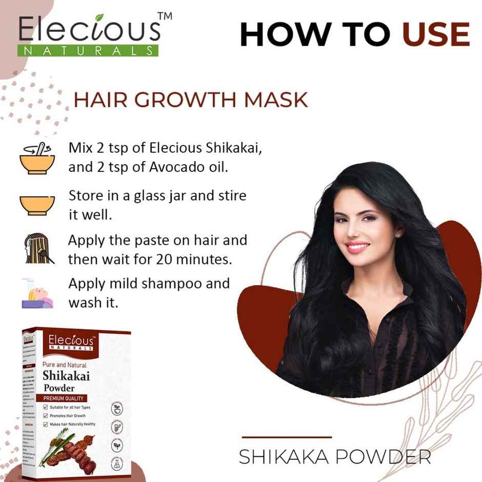 Elecious Shikakai Powder for Hair | For Hair Wash and Shampoo