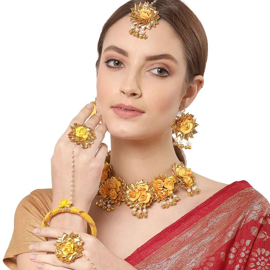 Zeneme Flower Wedding Jewellery Set For Women & Girls