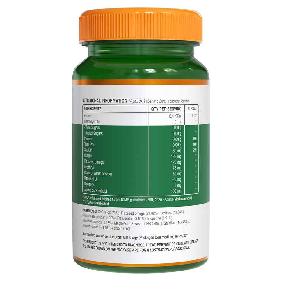 Pure Nutrition Bio Coenzyme Q10 125mg with Bioperine & Arjuna Extract - 60 VEG Caps
