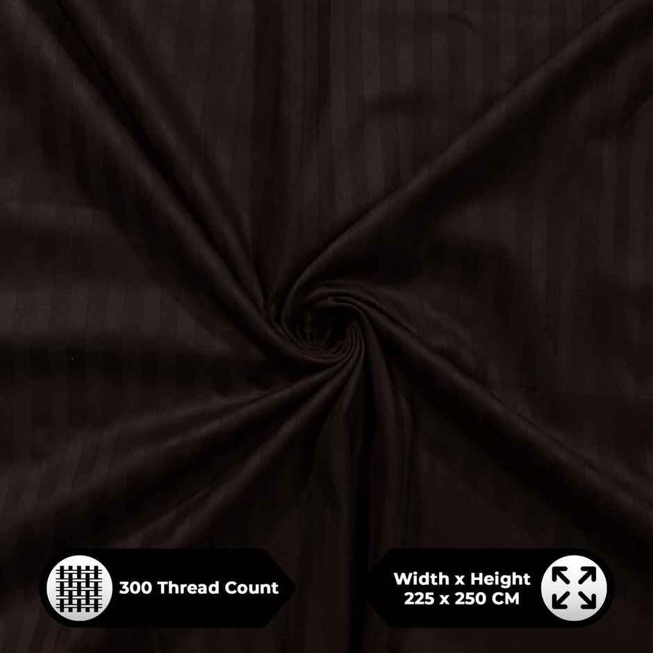 Story@Home 300 TC Dark Brown Stripes Microfiber Double Size bedsheet with 2 Pillow Covers