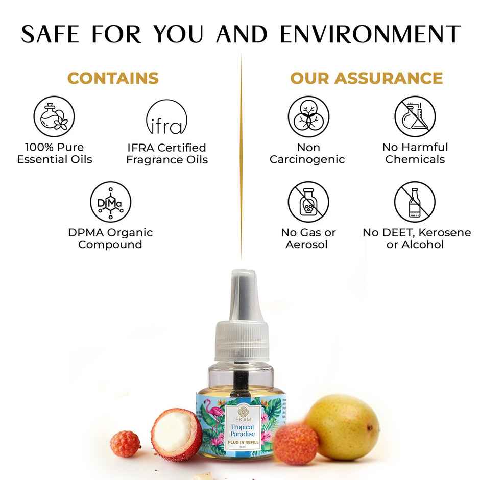 Ekam Tropical Paradise Scented Air Freshener Plug-In Refill | 1 x Refill Bottle