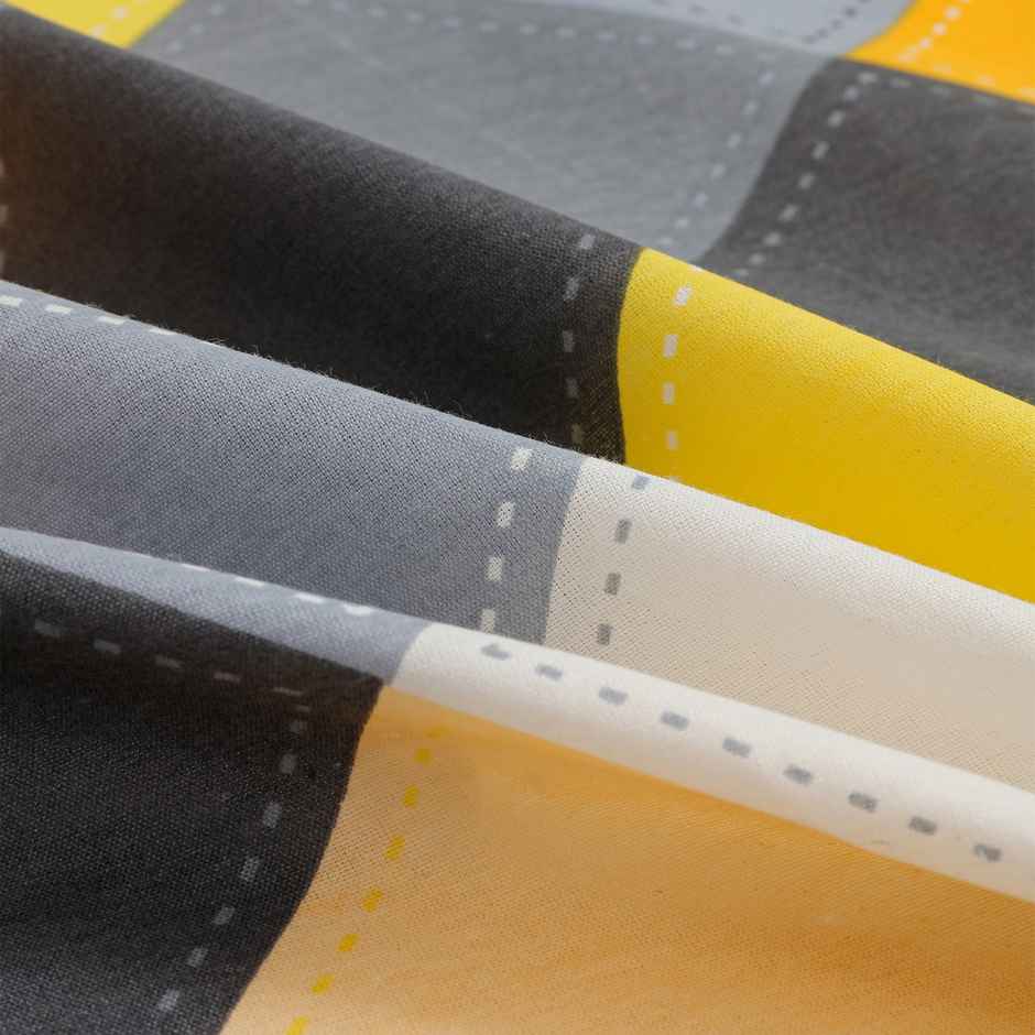 Story@home Double 144 TC Cotton Flat Geometric Bedsheet | Grey | 98 x 89 in