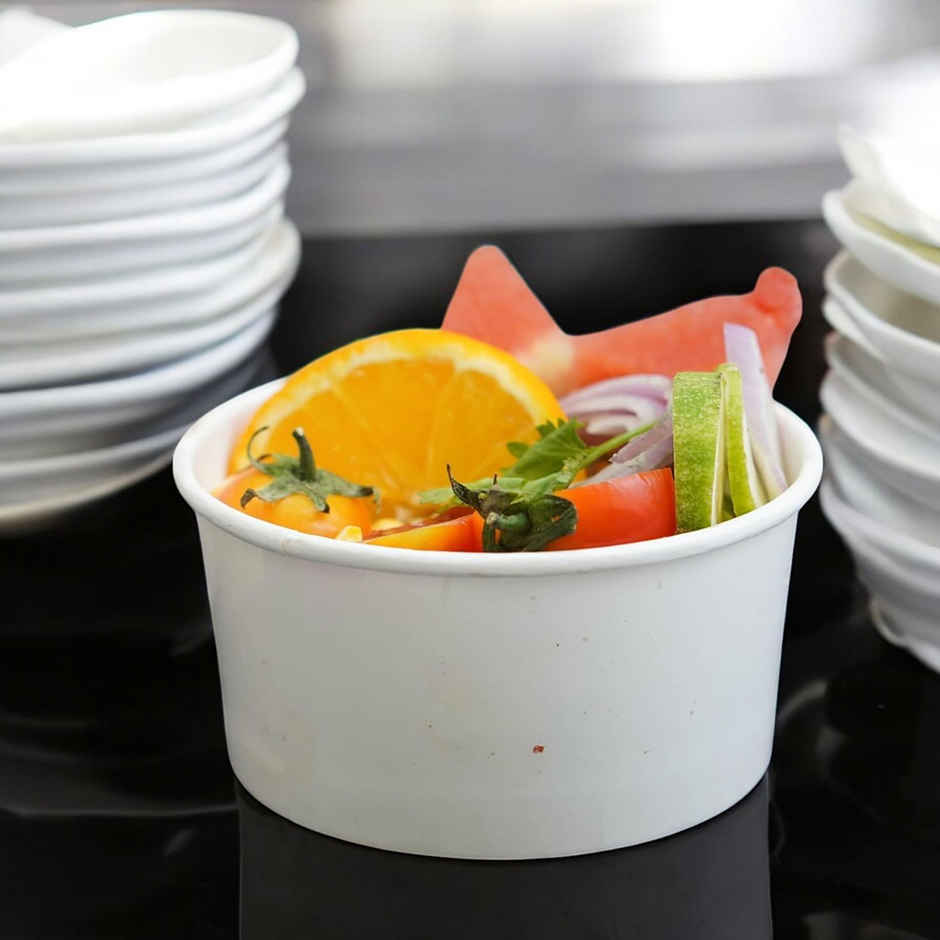 Disposable White Paper Container Without Lid | Set Of 25 | 250 ml | Tempware