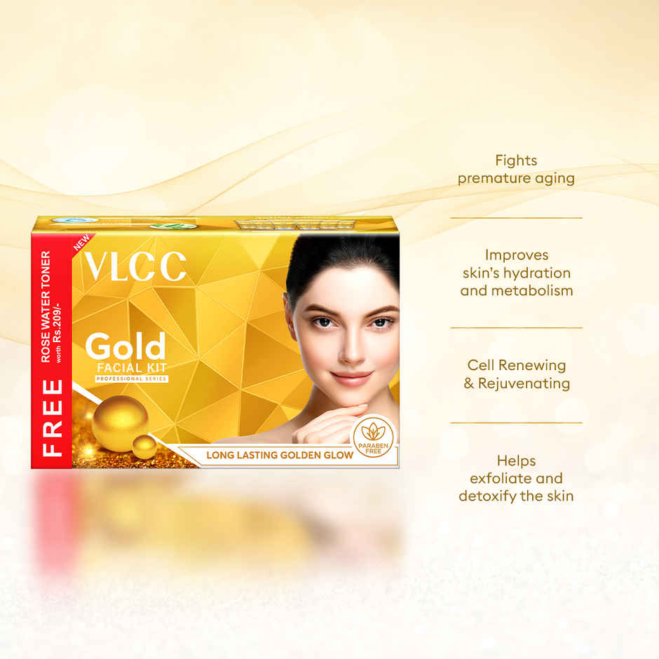 VLCC Gold Facial Kit with Rose Water Toner