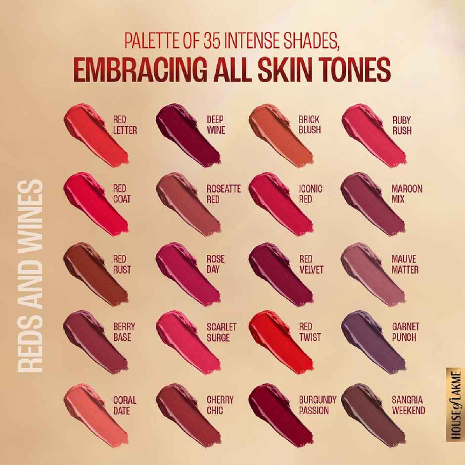 Lakme 9to5 Powerplay Priming Matte Lipstick, Lasts 16hrs, Deep Wine