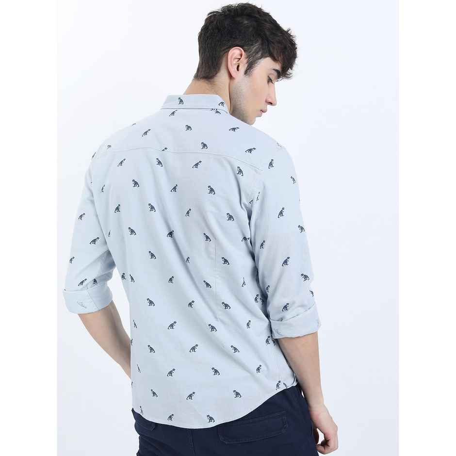 Ketch Men Blue Slim Fit Conversational Printed Cotton Casual Shirt | Blue | S