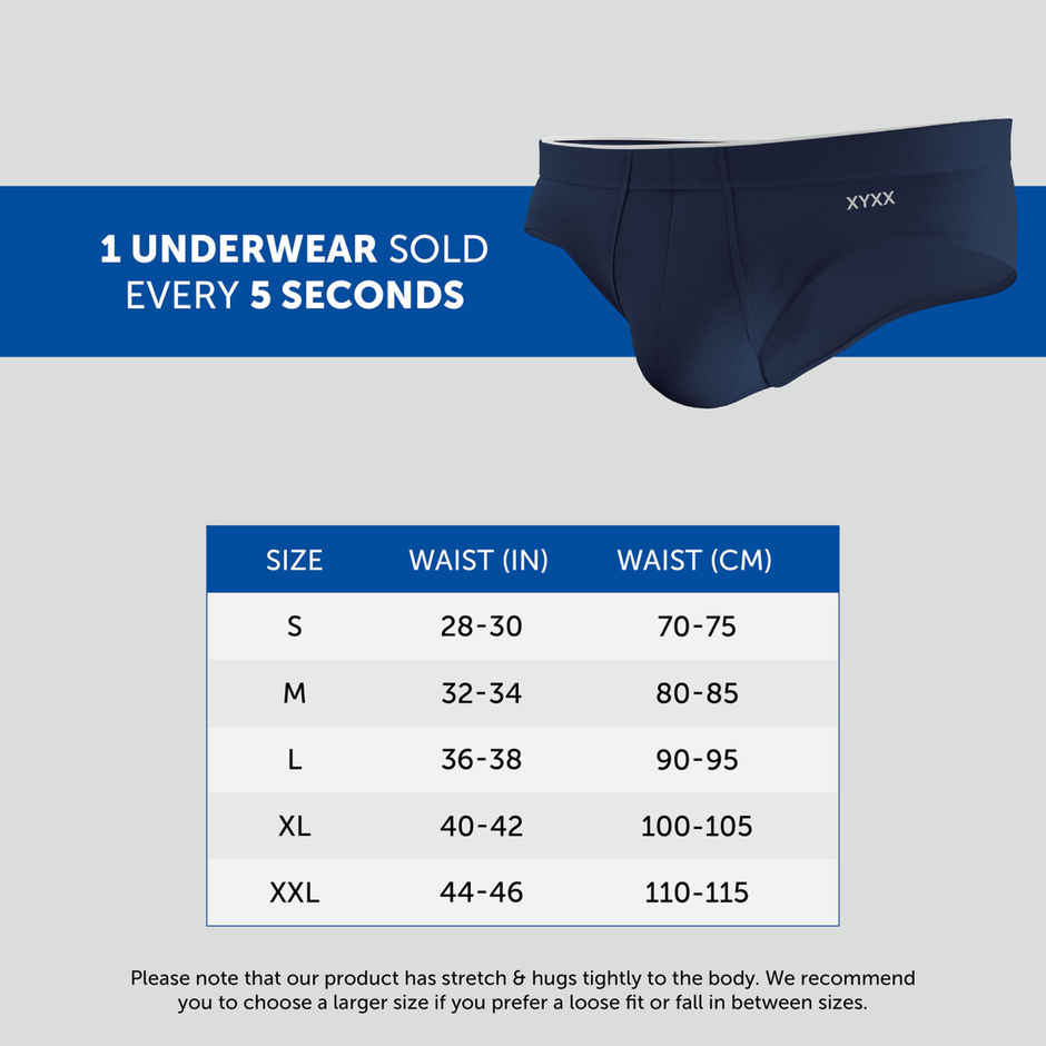 XYXX Men's Uno Modal Briefs pack of 2, Black & Dress Blue| XL