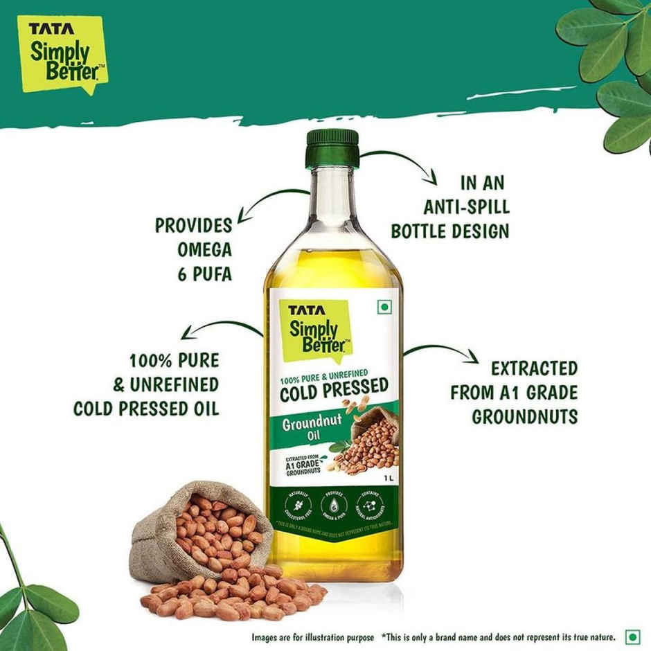 Tata Simply Better Groundnut (Peanut) Cold Pressed Oil | Pure & Unrefined Healthy Cooking Oil