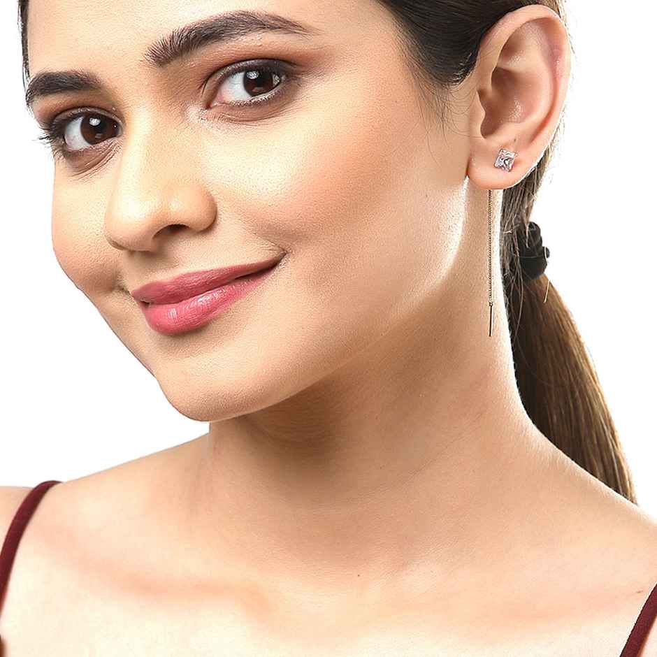 Zeneme Gold Plated Red Teardrop Shaped 4 Pair Studs Earrings For Women & Girls