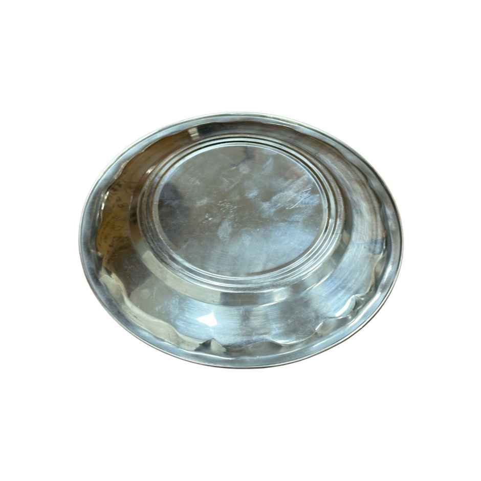 DiaCraft Stainless Steel Halwa Katori For Kanjak Gifting - Silver | Laser Finish