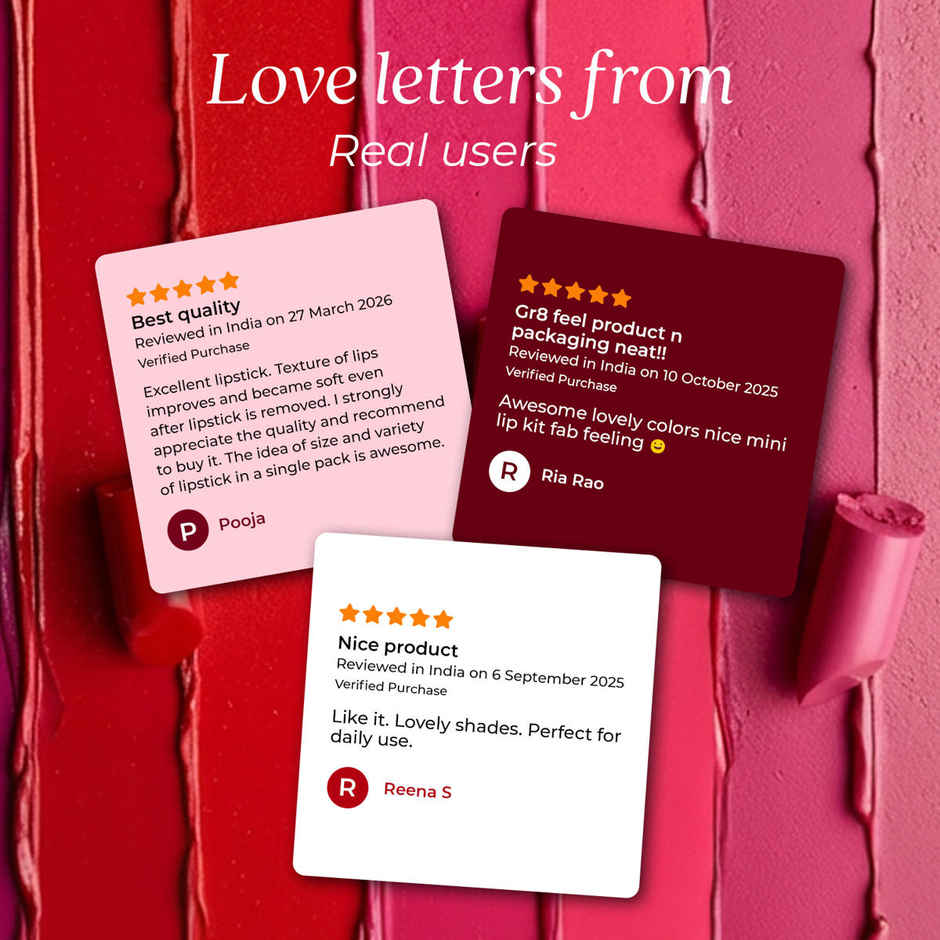 Just Herbs Ayurvedic Mini Lipstick Kit | Matte Finish, Long Lasting & Hydrating