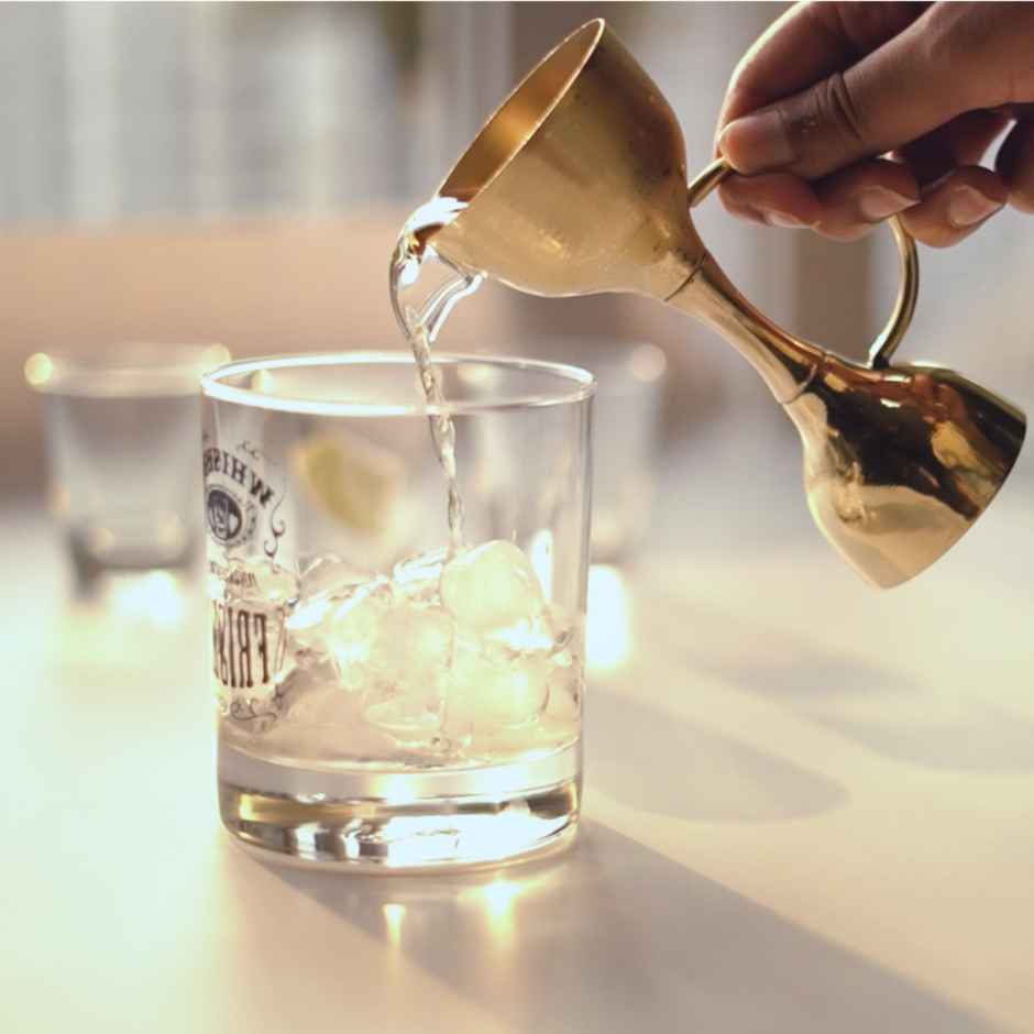 Bar Box Stainless Steel Bar Jigger Peg Measurer Cocktail Measuring Cups Bell Gold Plated