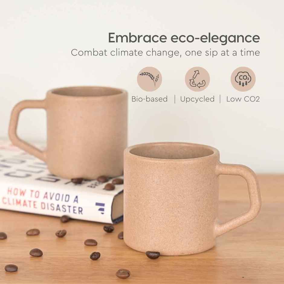 Eha Earth Friendly Tea & Coffee Cup | Rice Husk Biocomposite | Tortilla - 200 ml