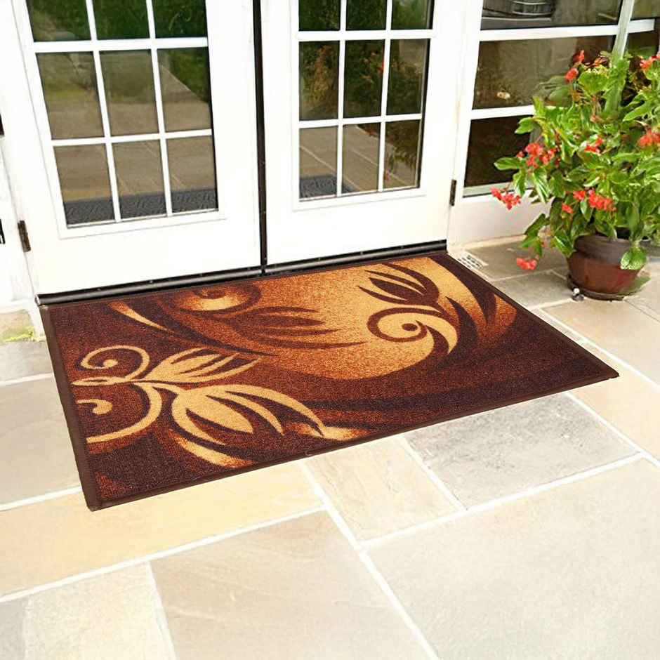 Kuber Industries Country Modern Door Mat | Solid Print Cotton Material | Water Absorbent | Brown