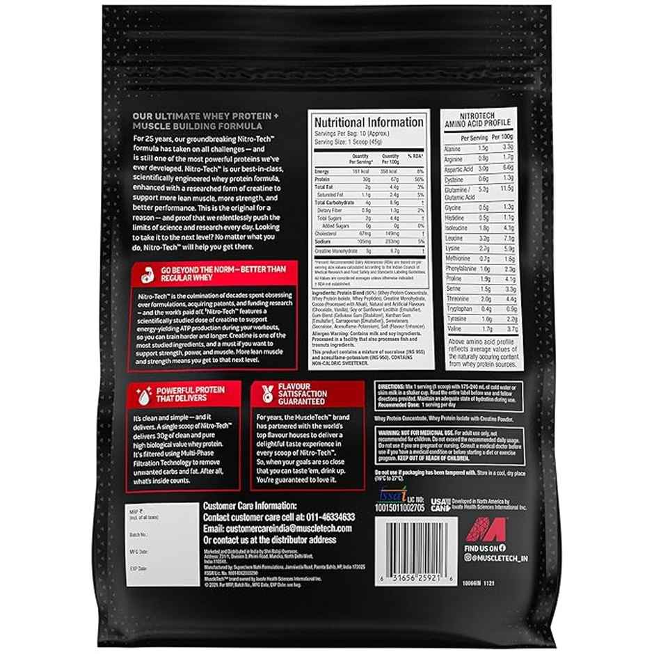 Muscletech Nitro-Tech Whey Protein Milk Chocolate Increase Strength & Performance