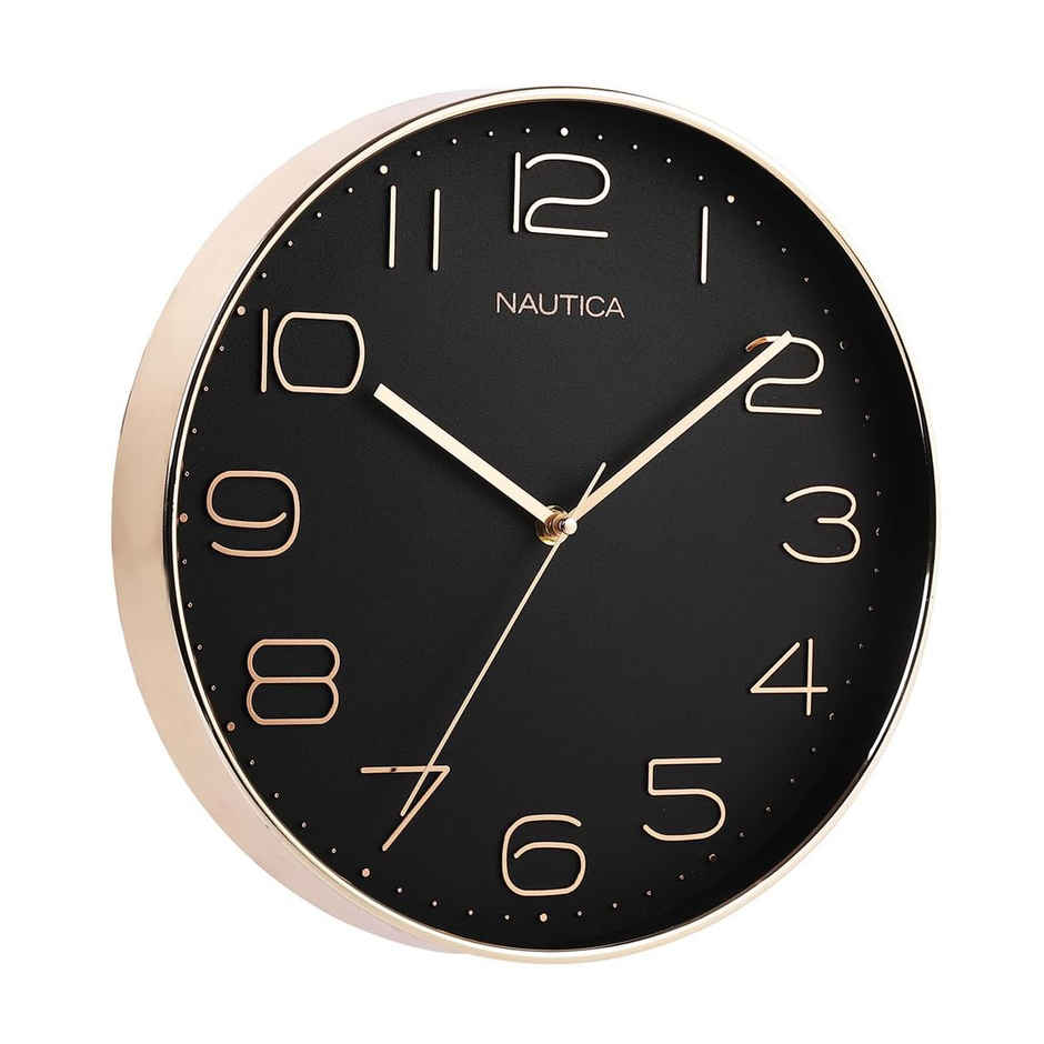 Nautica Modern Wall Clock For Stylish Home Quartz Sweep Technology Pc Size | Abs) Black/Rosegold