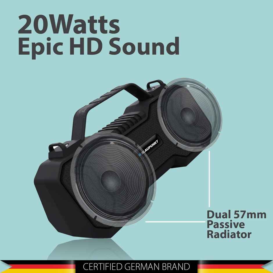 Blaupunkt Atomik Bb20 Wireless Party Speaker With 1500 mAh Battery (Asphalt Black, Stereo Channel)