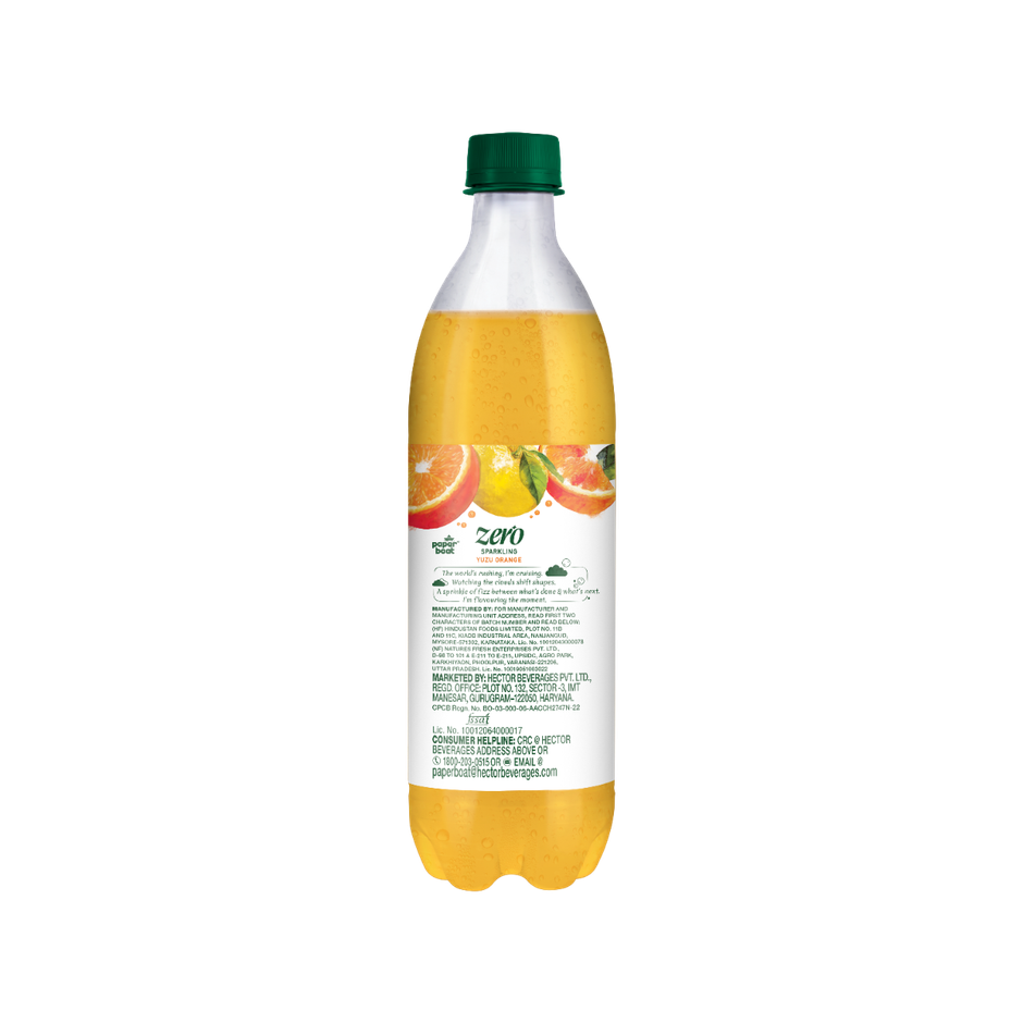 Paper Boat Zero Sugar Yuzu Orange Sparkling Water | Sugar Free Cold Drink
