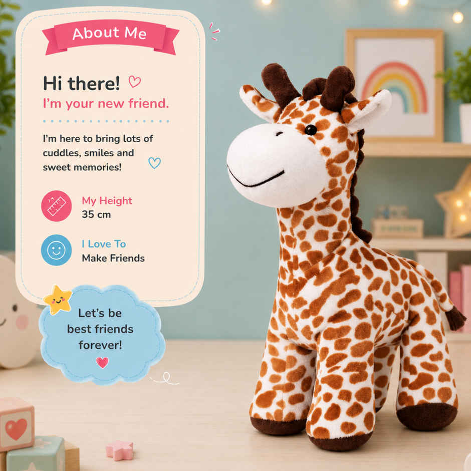 ToyTales Happy GIRAFFE Plush Toy | Stuffed Animal Soft Toy | Birthday Gift for Kids | Gift Baby | 35cm