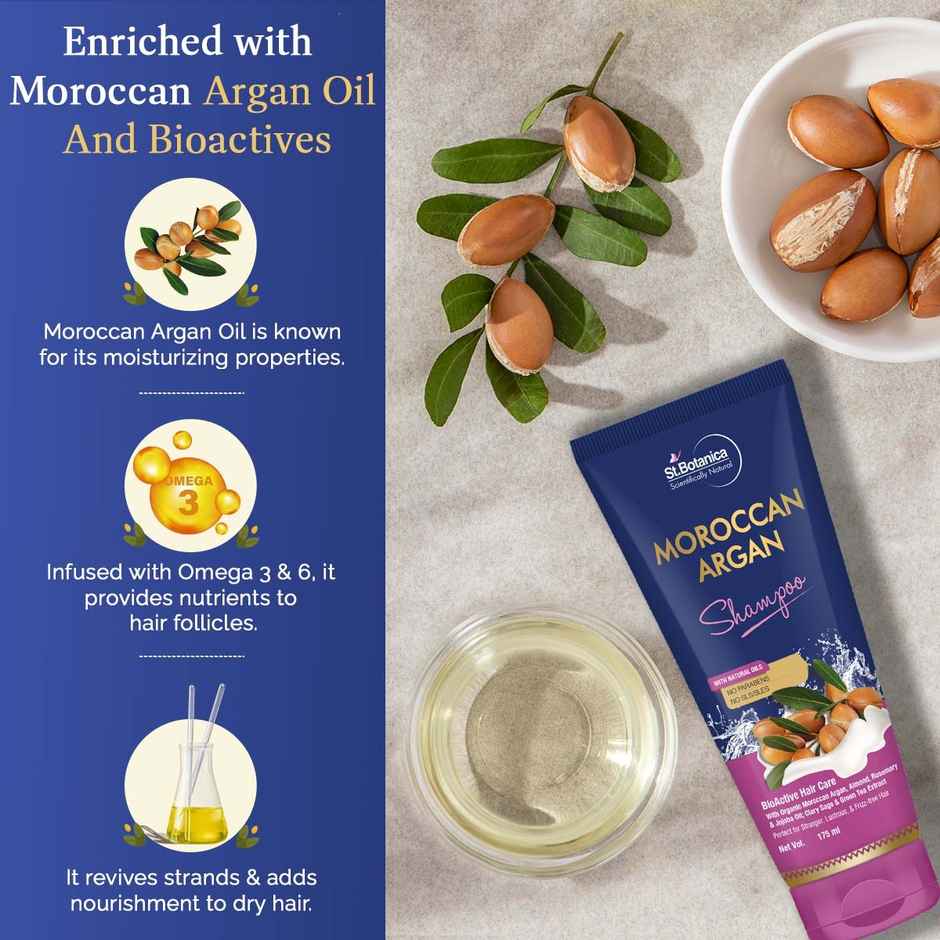 St.Botanica Moroccan Argan Hair Shampoo To Nourish Dull Dry & Frizzy Hair No Parabens & Sulphates