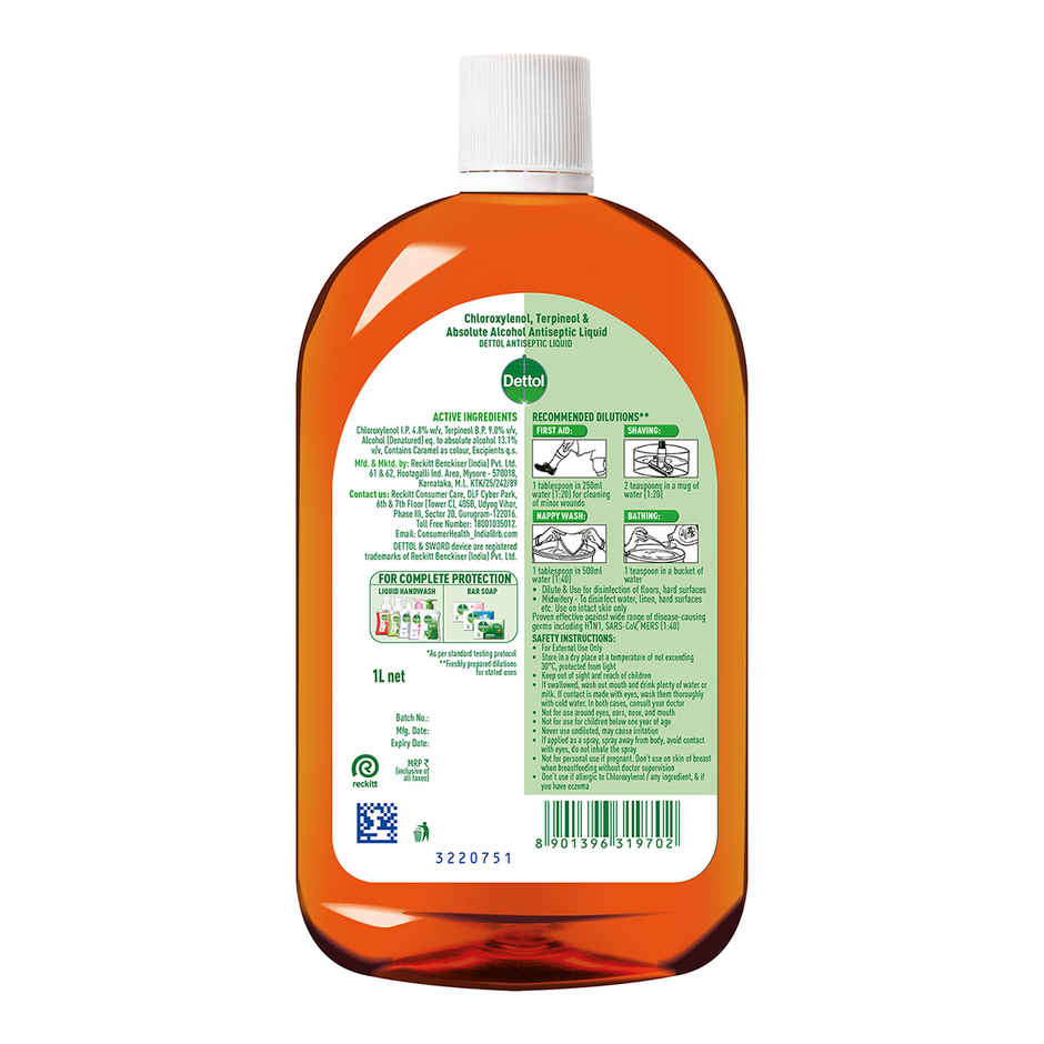 Dettol Antiseptic Liquid for First Aid, Surface Disinfection and Personal Hygiene
