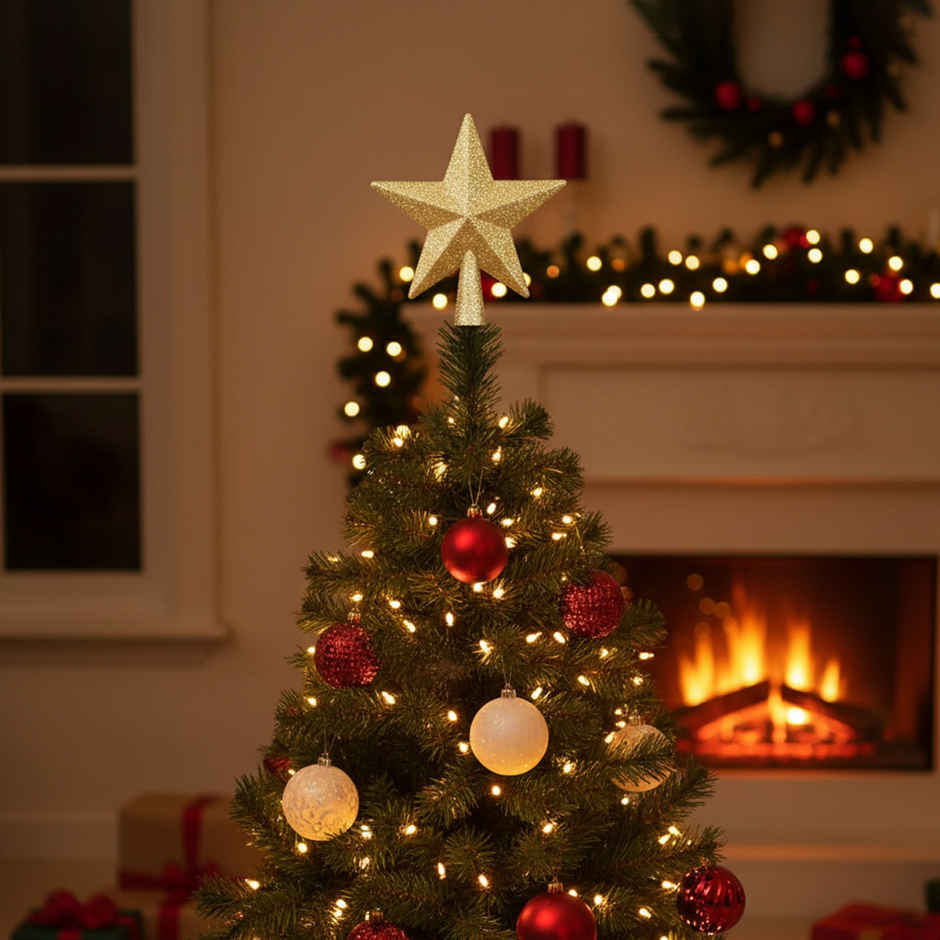 Christmas Glitter Medium Tree Top | 15 cm | Gold | Gullak | Sparkling Centerpiece