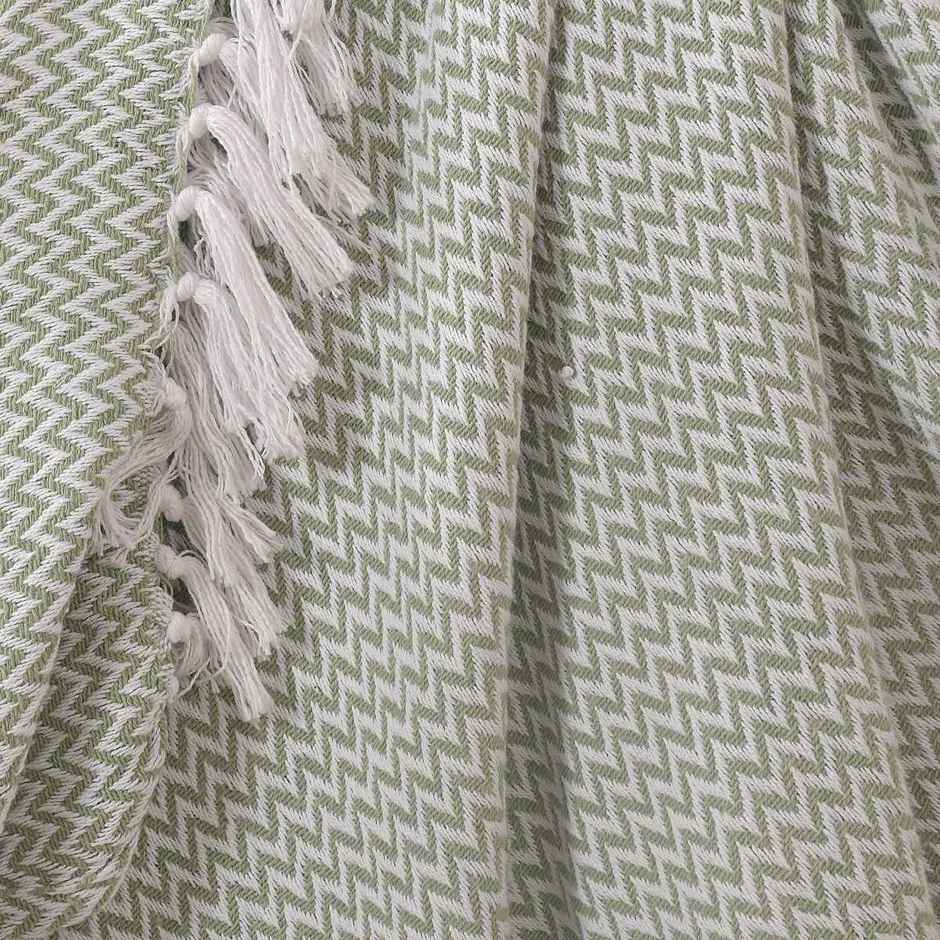 Sashaa World Chevron Delight Green Ivory Versatile Cotton Throw