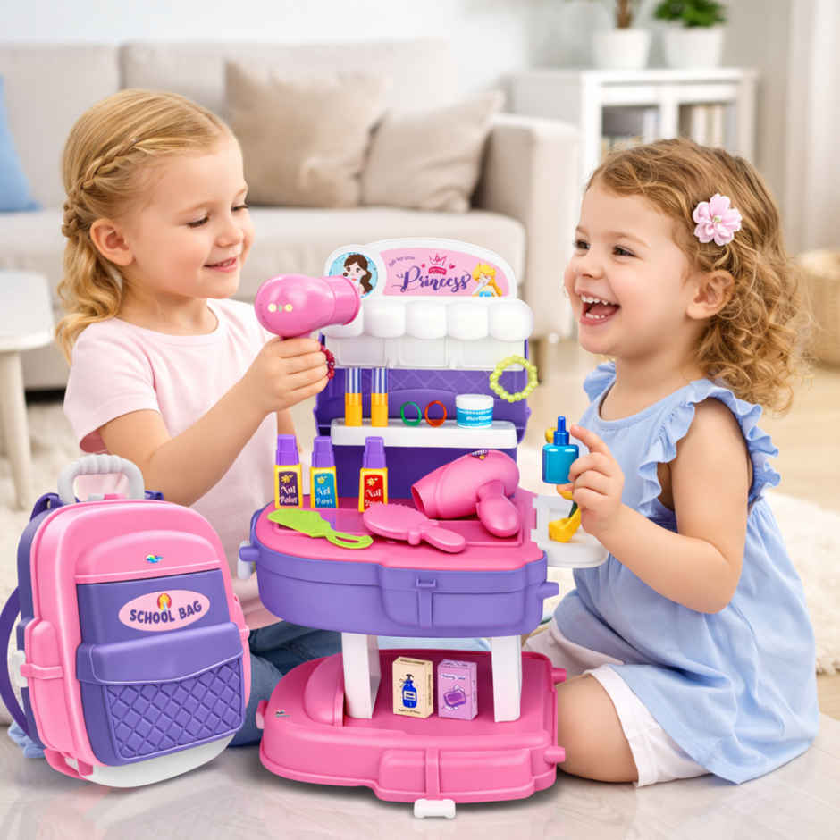 Fablue 2-in-1 Beauty Playset Toy for Kids Portable Beauty Pretend Play Kit Toy for Kids & Toddlers