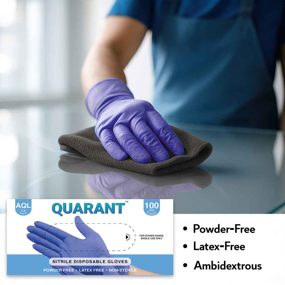 Quarant Nitrile Disposable Hand Gloves | Powder-Free, Medium