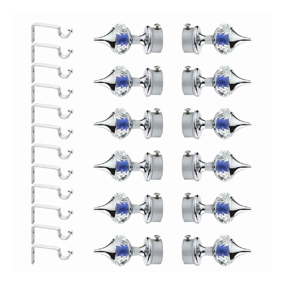 Gloxy Aluminium Single Diamond Curtain Brackets | Support Fittings 1 inch Rod