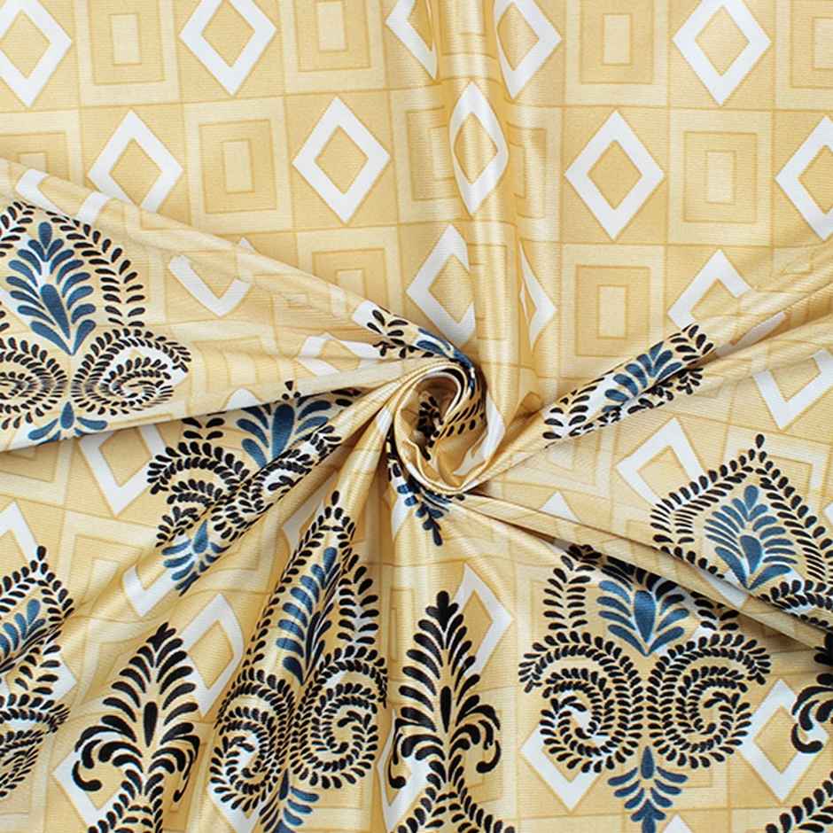 Story@Home 200 GSM Polyester Ethnic 2 Piece Door Curtain | Blue & Ivory