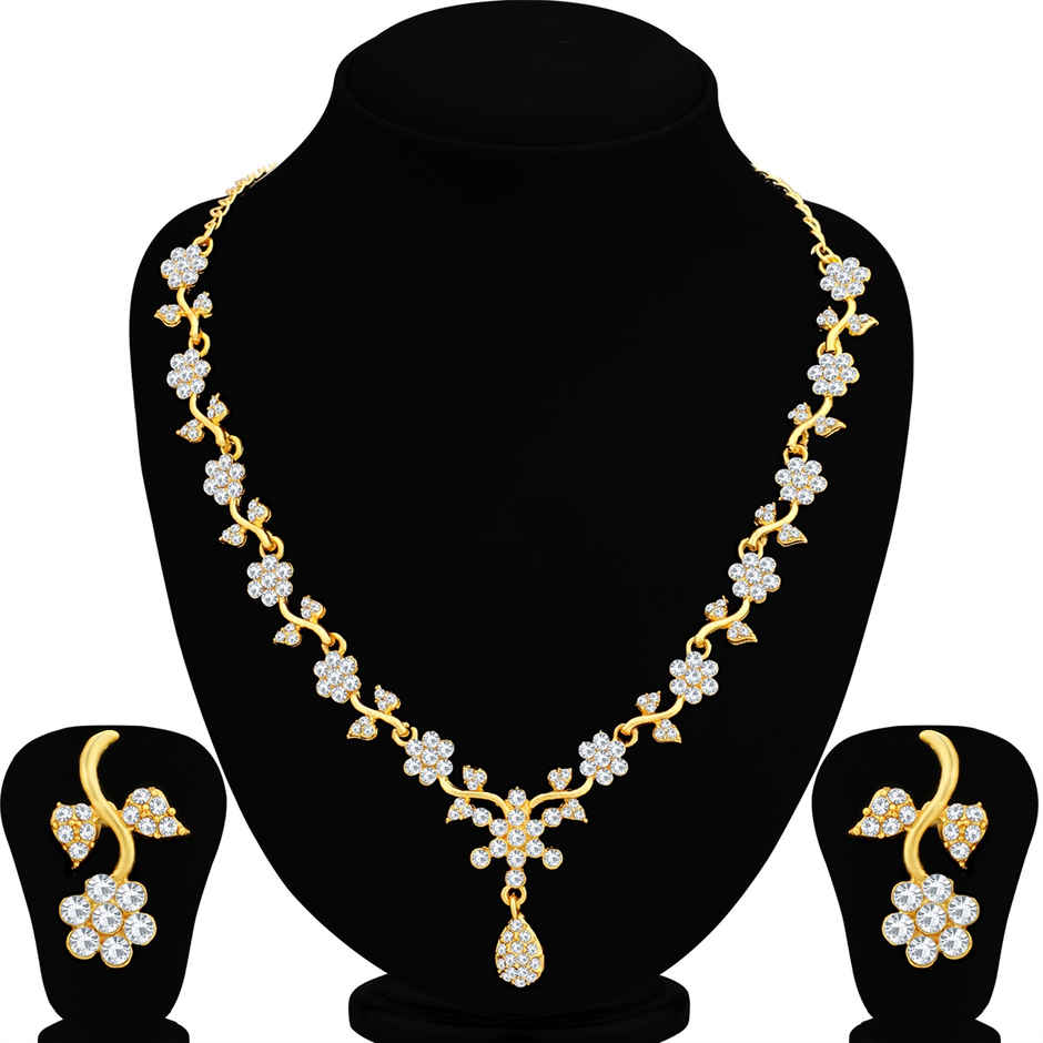 Sukkhi Ethnic Floral Gold Plated Floral Necklace Set For Women
