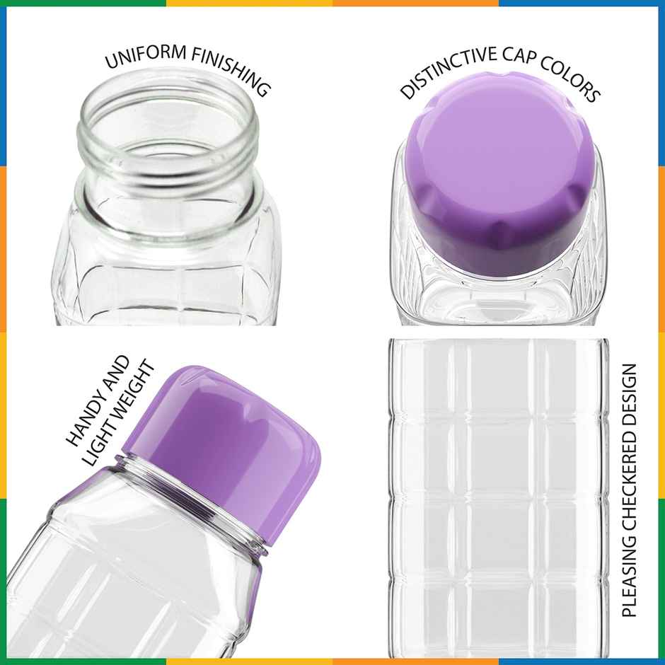 Kolorr Chess Bottle 500 ml Clear | Purple Cap for Home | Fridge | Office | Gym | Yoga | School