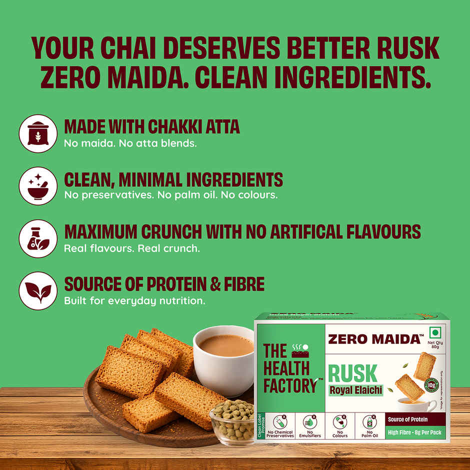 The Health Factory Elaichi Rusk | Zero Maida