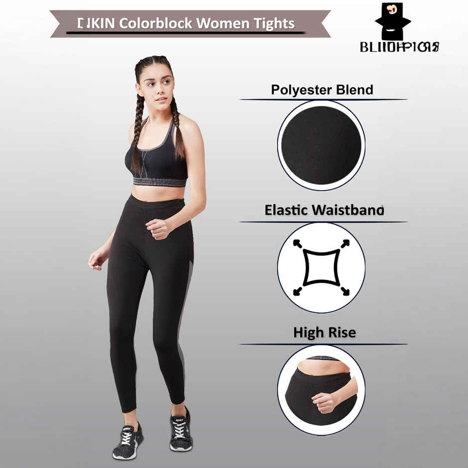 Blinkin Women's Gym Tights & Pants - Black | Grey | Active Wear | Yoga Pants | L