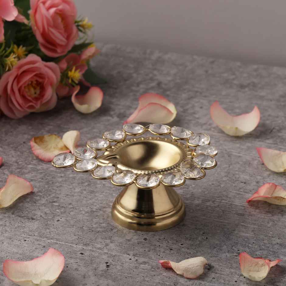Crystal Diya For Decorations | Tealight Candle & Holder | Urban Born