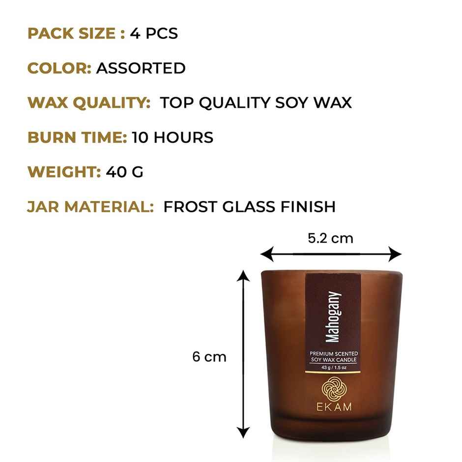 Ekam Scented Soy Votive Candle-4Pc Mahogany | Lavender | Rose | Vanilla | Home Decor