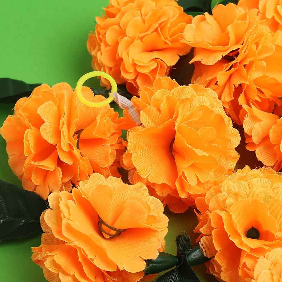 Wall Hanging - Aam Patta Flower Toran | Orange & Green | Gullak