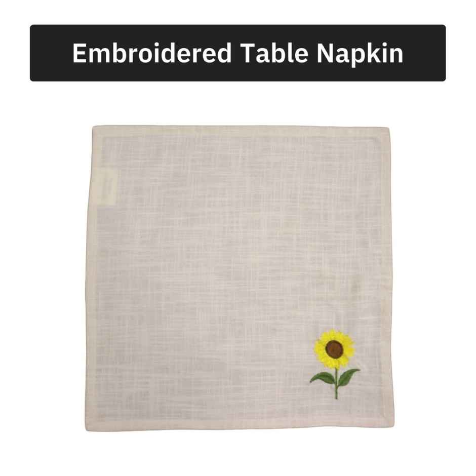 Glimpse Homes Amber Sunflower Cotton Slub Napkins |Set of 4|