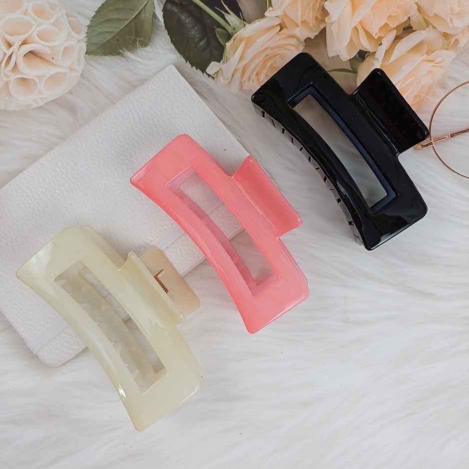 The Opal Factory Big Same Style Claw Clips for Girls and Women | Set of 3 | Large | Glossy
