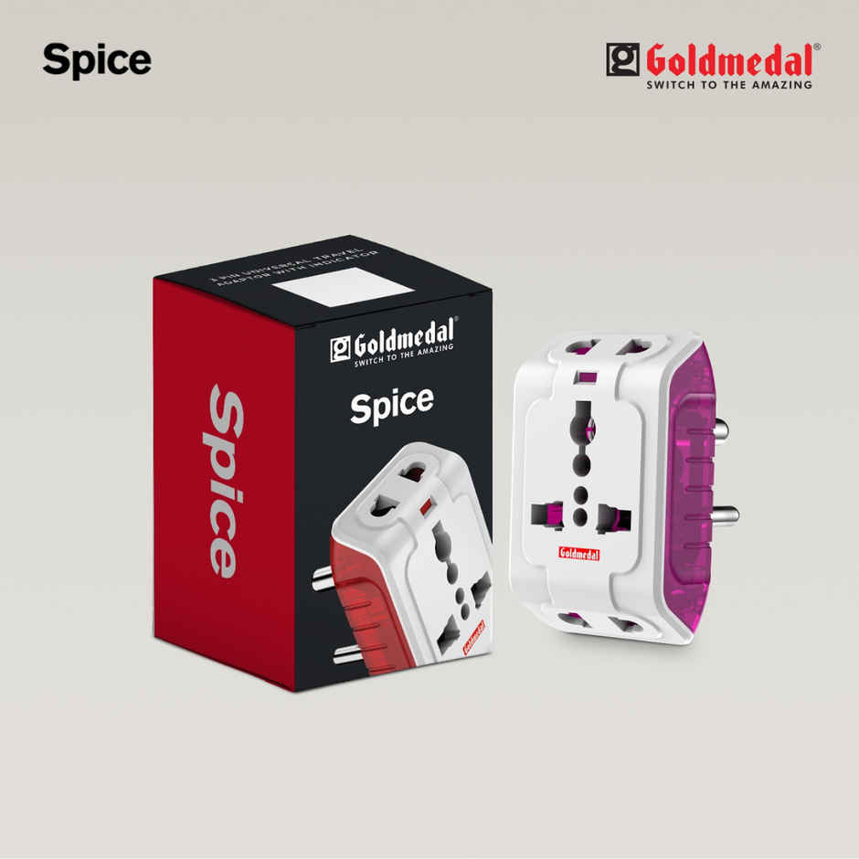 Goldmedal Spice 3 Pin 240V Multi Plug Socket LED Indicator | Supports 2&3-Pin Plugs