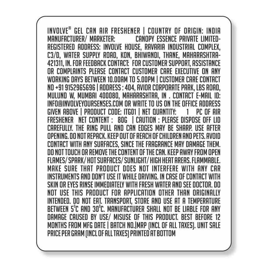 Involve Your Senses Gel Can Atlantis Exclusive Gel Car Perfume Air Freshener Drivfresh - Itg03