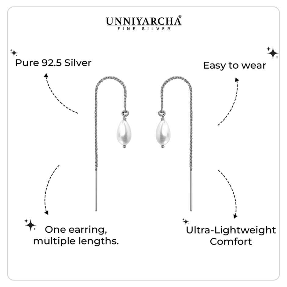 Unniyarcha 92.5 Silver Pearl Sui Dhaga Earring