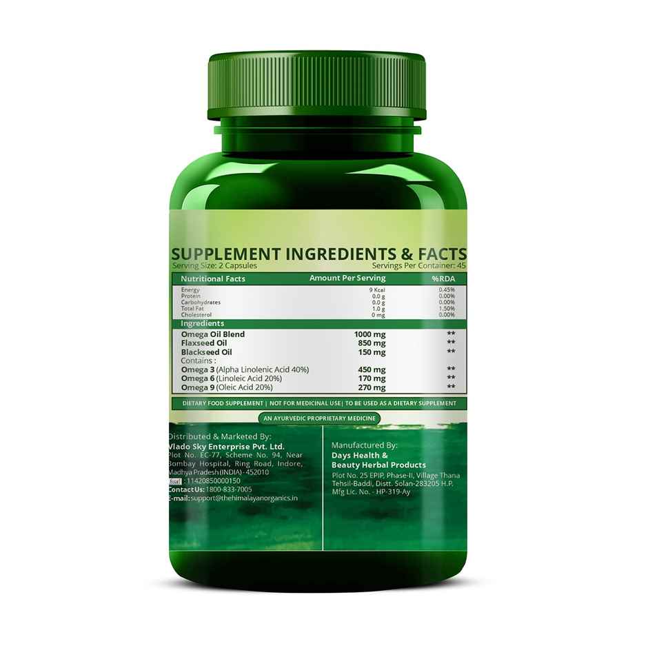 Himalayan Organics Omega VEGan Natural Nutrition Supplement 90 VEG Capsules